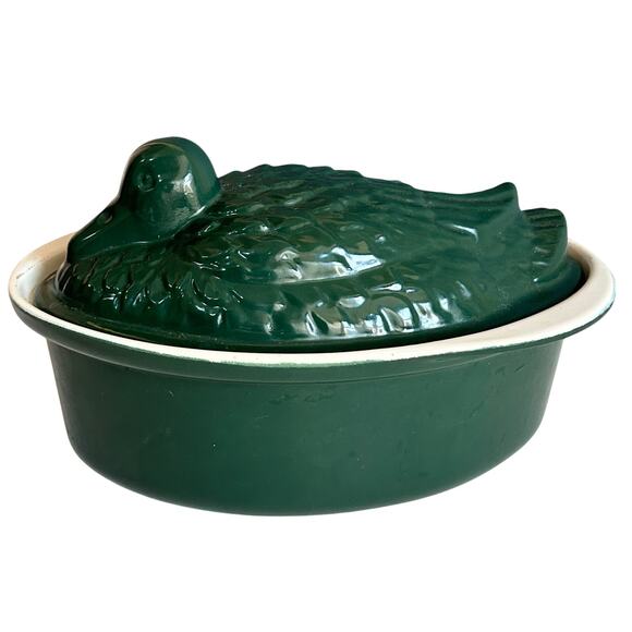 Chasseur French Duck Enameled Cast iron 1.25 QT Casserole baking Dish Green - Picture 2 of 9